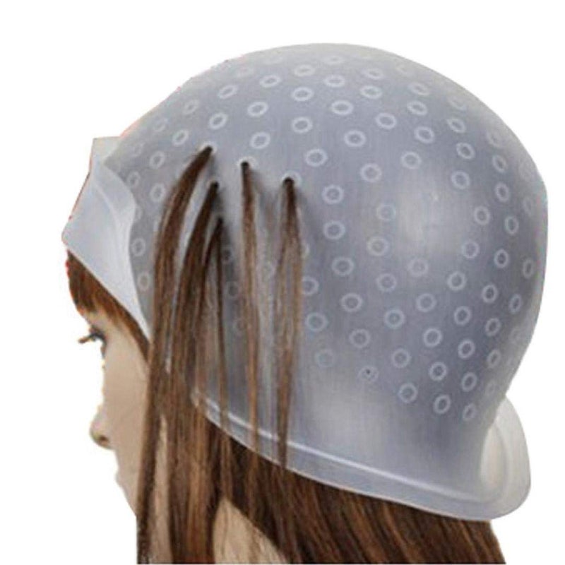 woobles Pro Salon Dye Silicone Cap with Hook Hair Salon Color Coloring Highlighting Reusable Set Frosting Tipping Dyeing Color Tools (Clear) - Image 1